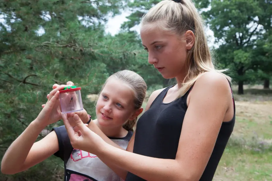 Onderzoeken met een loep in de natuur