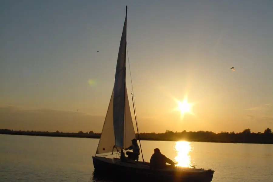 Valk ondergaande zon