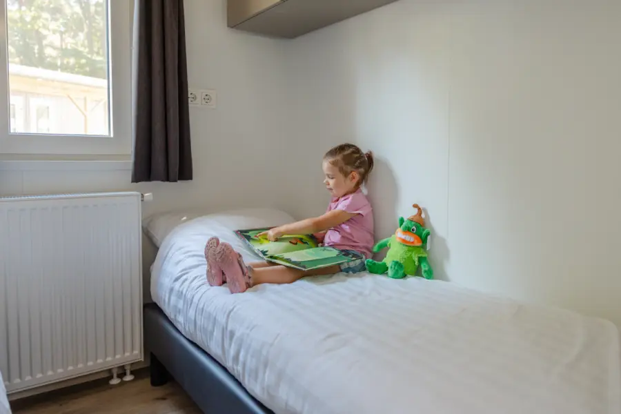 Bos Chalets slaapkamer eenpersoonsbedden
