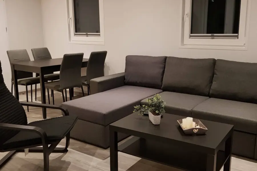 Holterberg 4 6 pers chalet binnen zit en eethoek