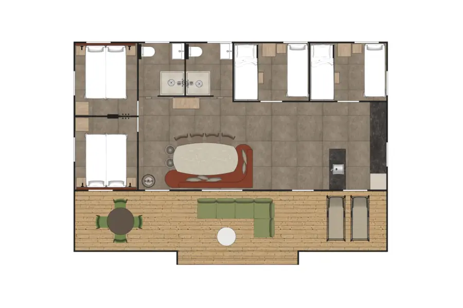 10 persoons safaritent plattegrond