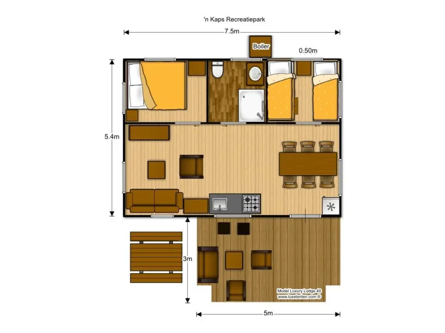 Plattegrond 5 persoons safaritent Recreatiepark Kaps
