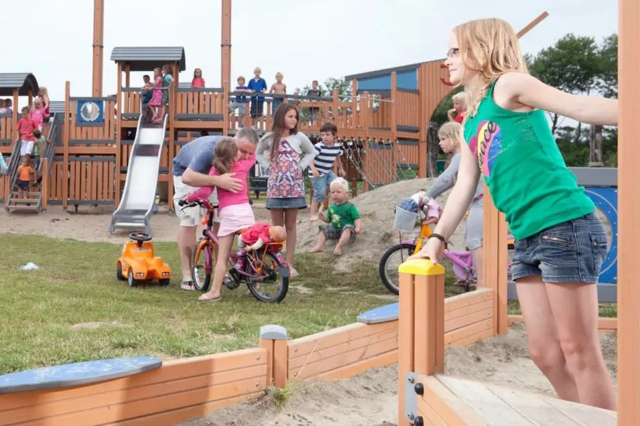 Gezin in de speeltuin