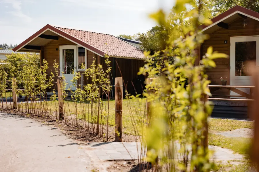 kampeerhut- buitenkant twee hutten