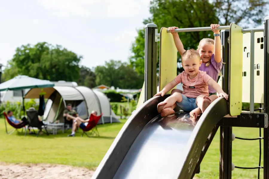 Bosuil jongen en meisje op speeltoestel 1c5a8553