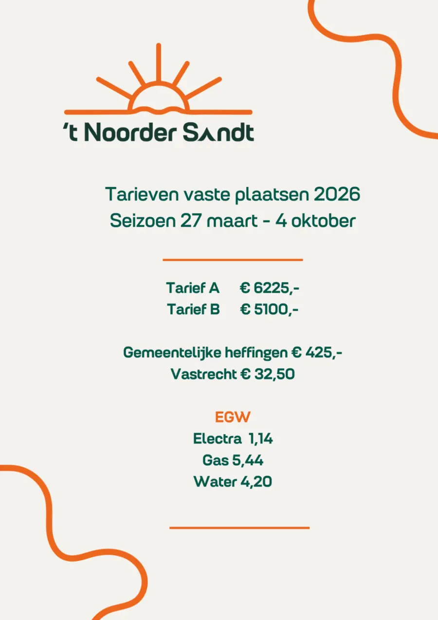 Tarieven vaste plaatsen 2025 2