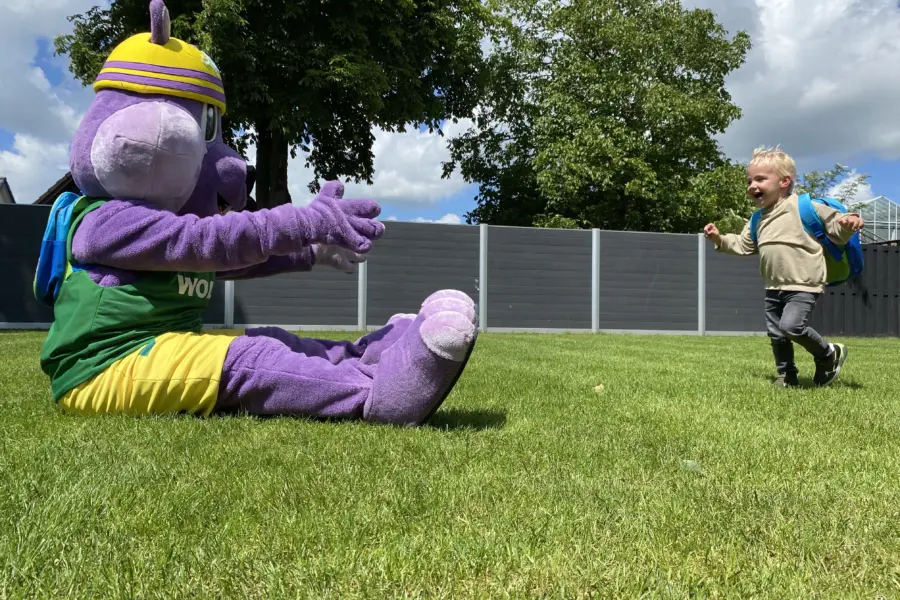 Wollie spelen op gras