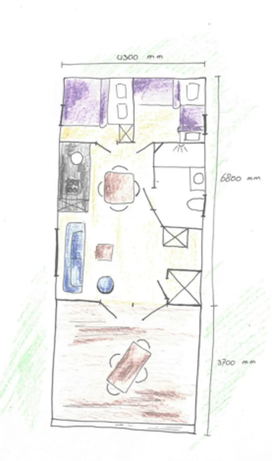 Mini chalet type 2 plattegrond