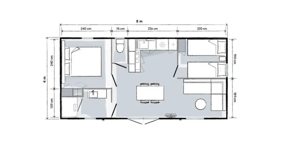 plattegrond Veluwse veranda chalet 4 persoons 122a-151 (3)
