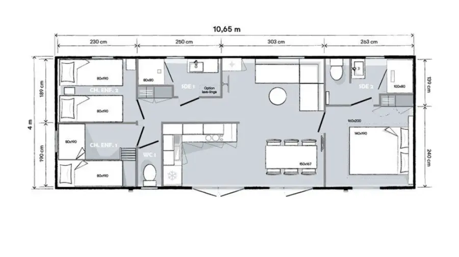 Plattegrond Veluwse veranda chalet 6 persoons