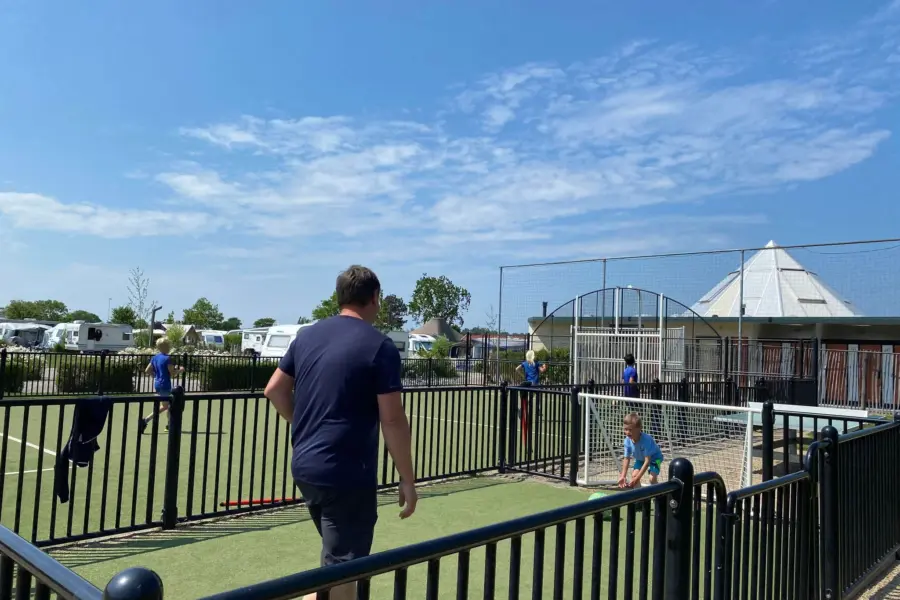 Vader zoon voetbal achterkant