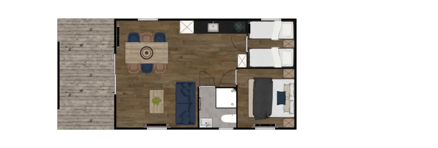 Rechte lijnen 4 persoons chalet 1