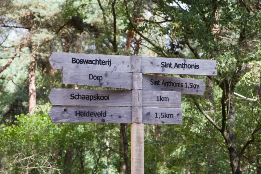 Bordje bewegwijzering bossen